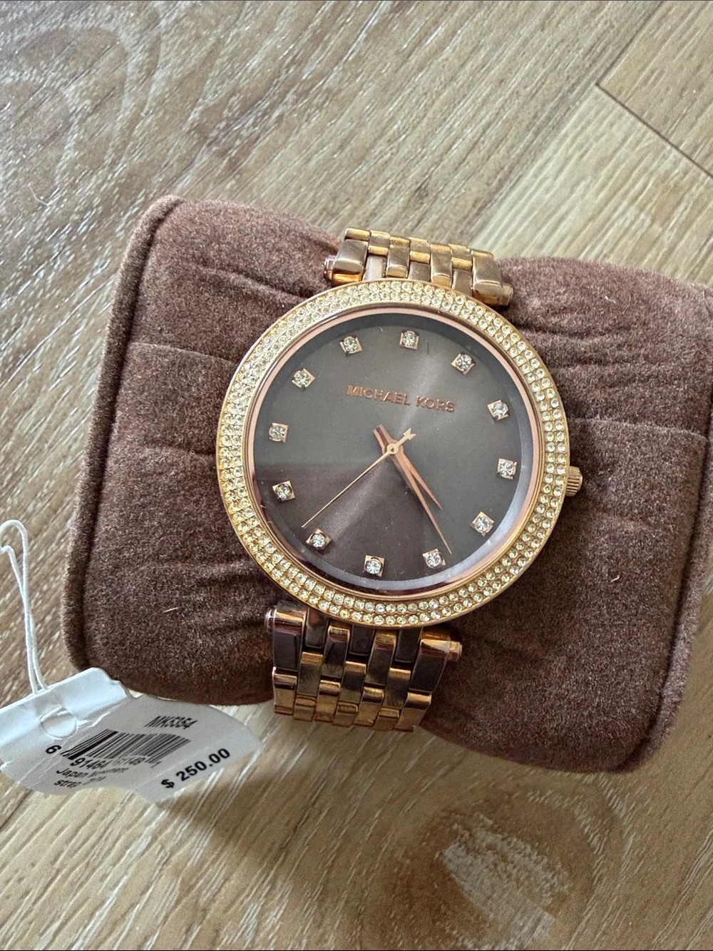 Michael Kors Rose Gold Tone Crystal Accent Bracelet Watch